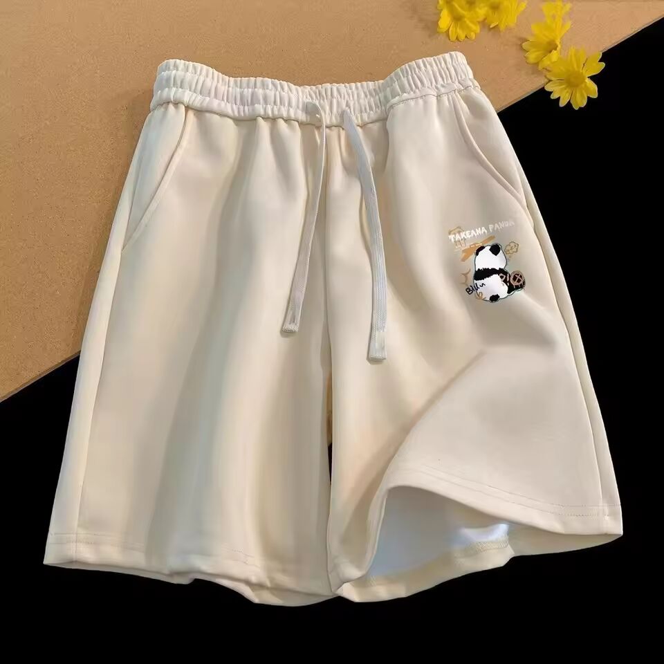 【Plus Size M-8XL Shorts】China-Chic National Treasure Panda Print Couple Shorts Unisex Strap Drawstring Casual Summer Short Pants