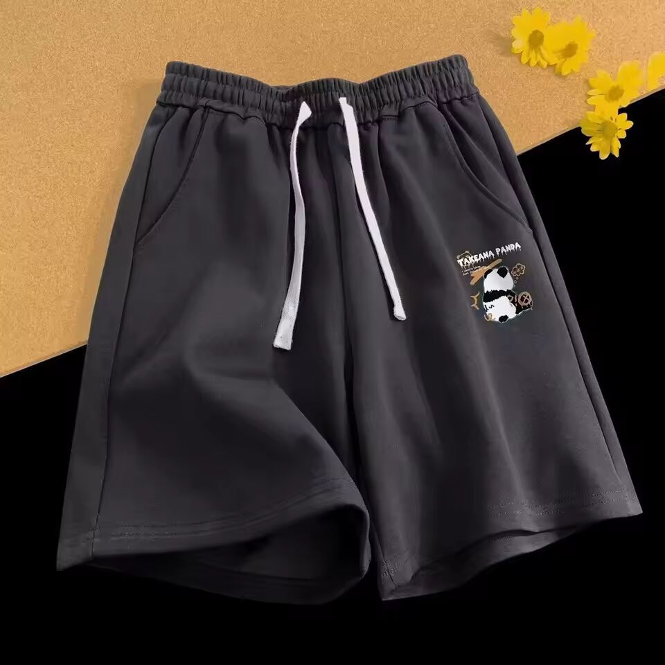 【Plus Size M-8XL Shorts】China-Chic National Treasure Panda Print Couple Shorts Unisex Strap Drawstring Casual Summer Short Pants